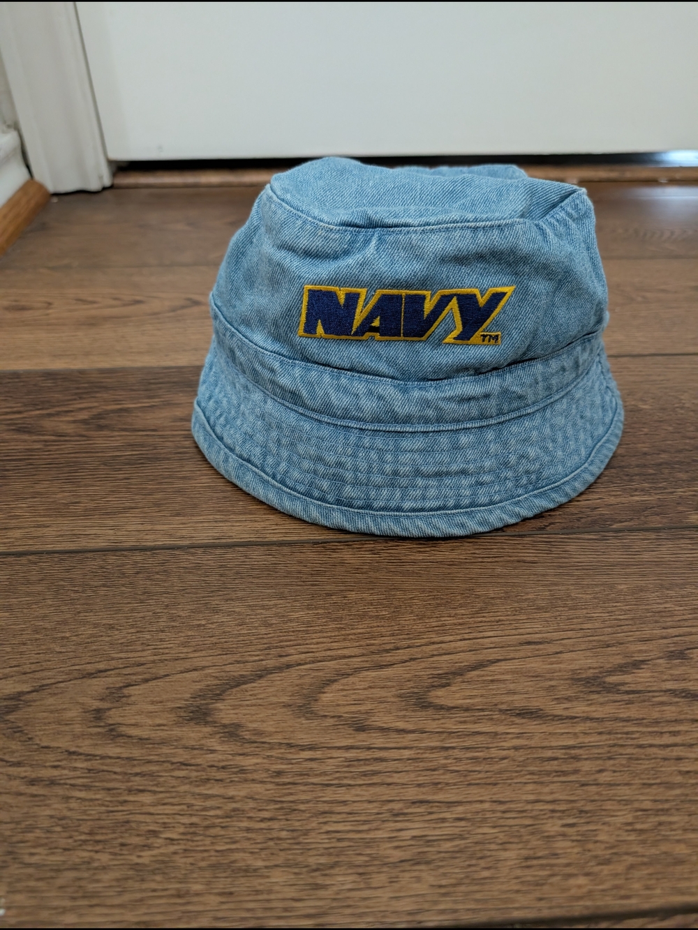 Embroidered‎ Navy Light Blue Denim Bucket Hat